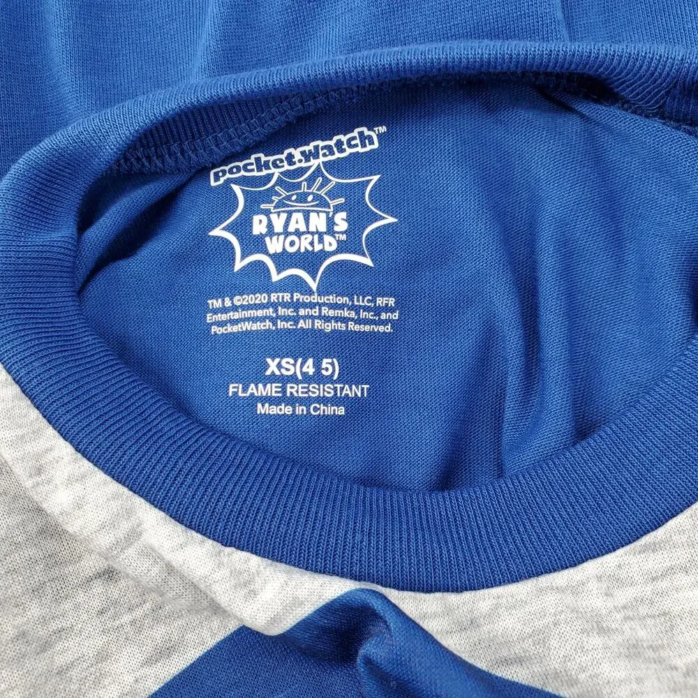 Ryan's World Top and Bottom‎ Pajama Set Navy Blue Boy's Size X-Small 4/5 New